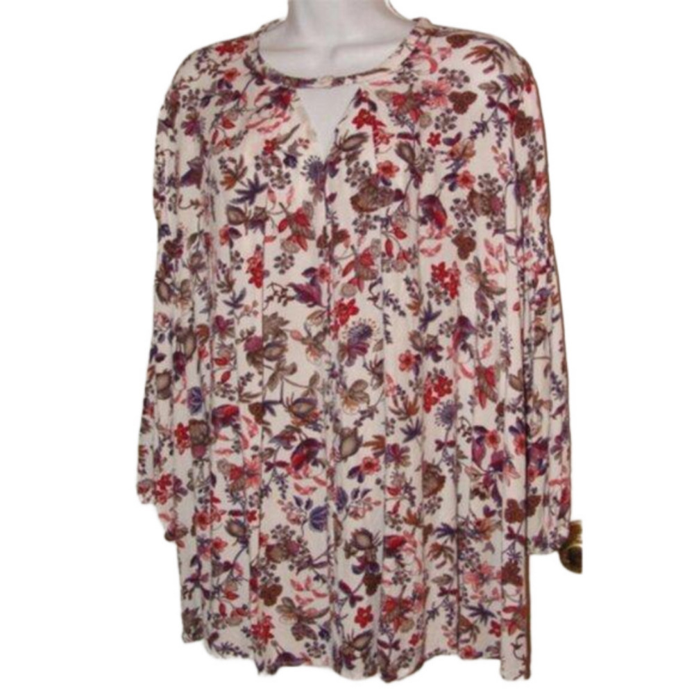 UMGEE boho floral keyhole swing flowy dress L